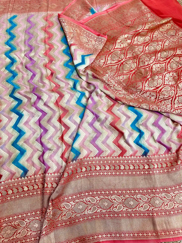 Rangkat Dyed Khaddi Georgette Banarasi Saree