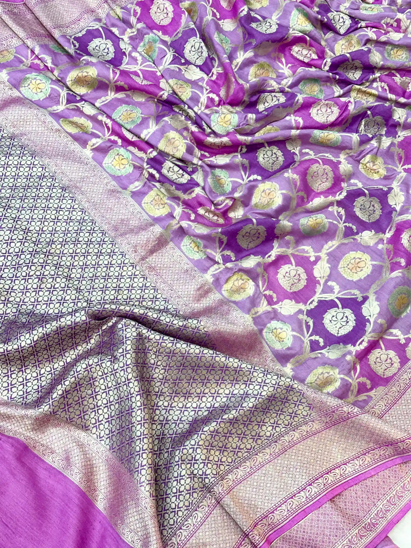 Rangkat Handbrush Dyed Munga Silk Banarasi Saree