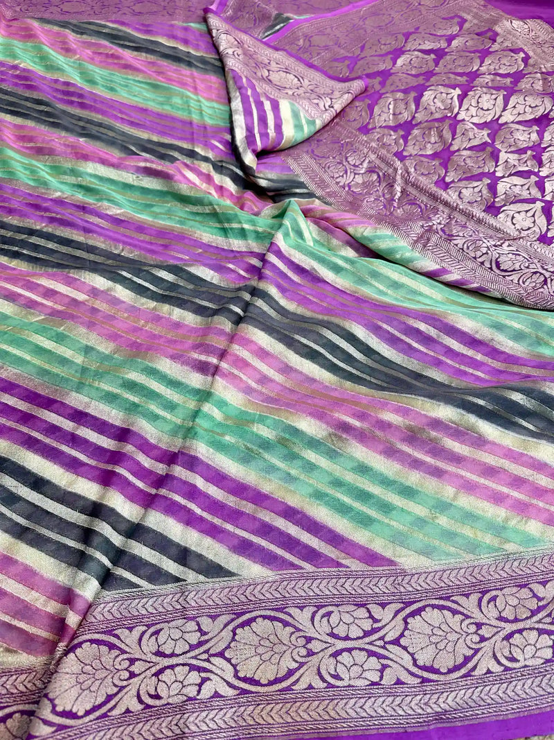 Rangkat Light Purple Khaddi Georgette Banarasi saree