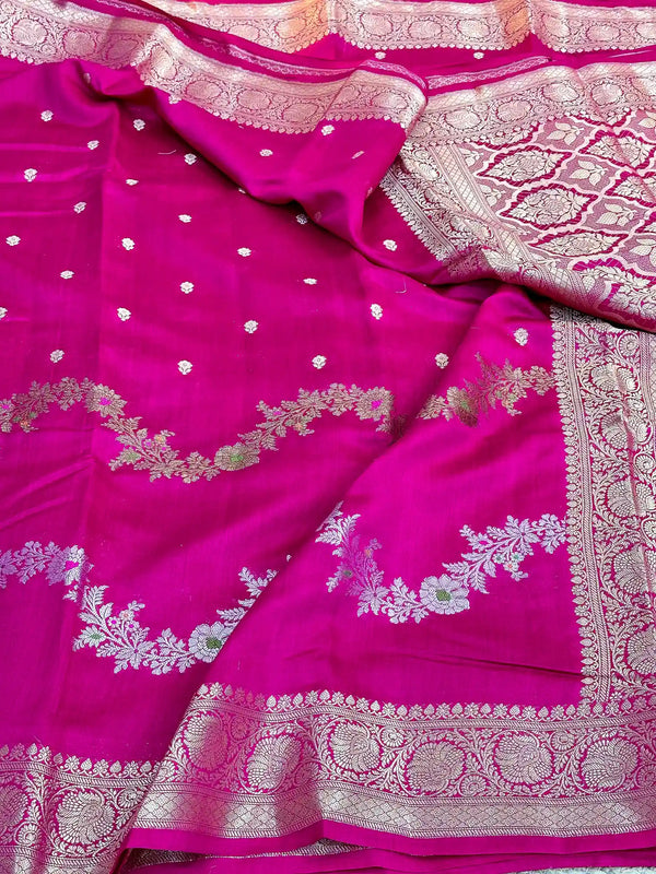 Rani Meenakari Leheriya Chiniya Silk Saree