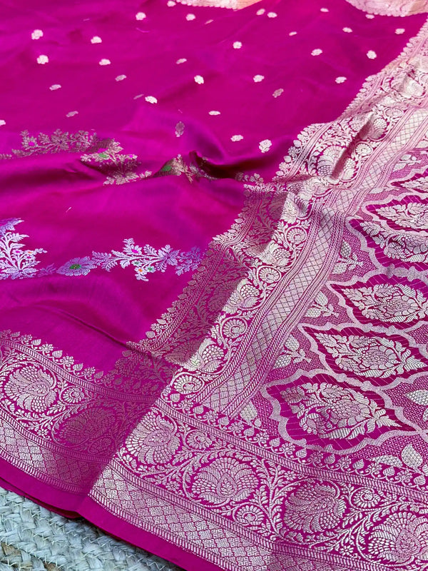 Rani Meenakari Leheriya Chiniya Silk Saree