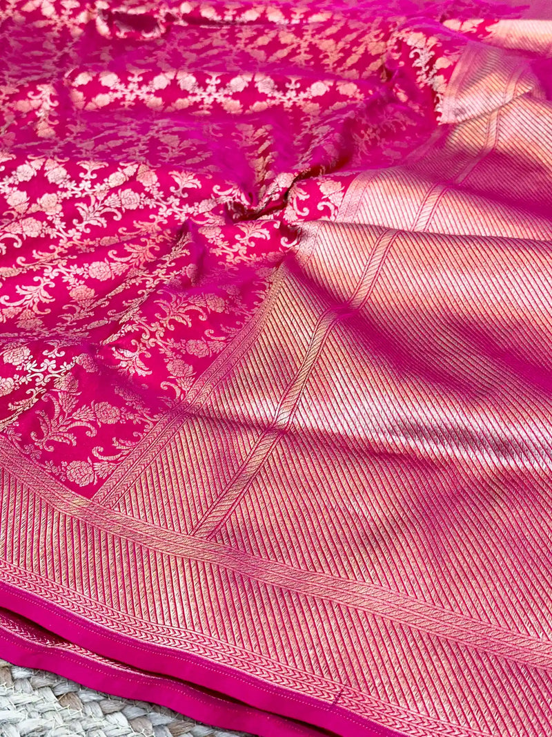 Rani Pink Brocade Pure Katan Silk Saree