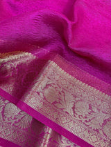 Rani Pink Glass Tissue Silk Banarasi Saree