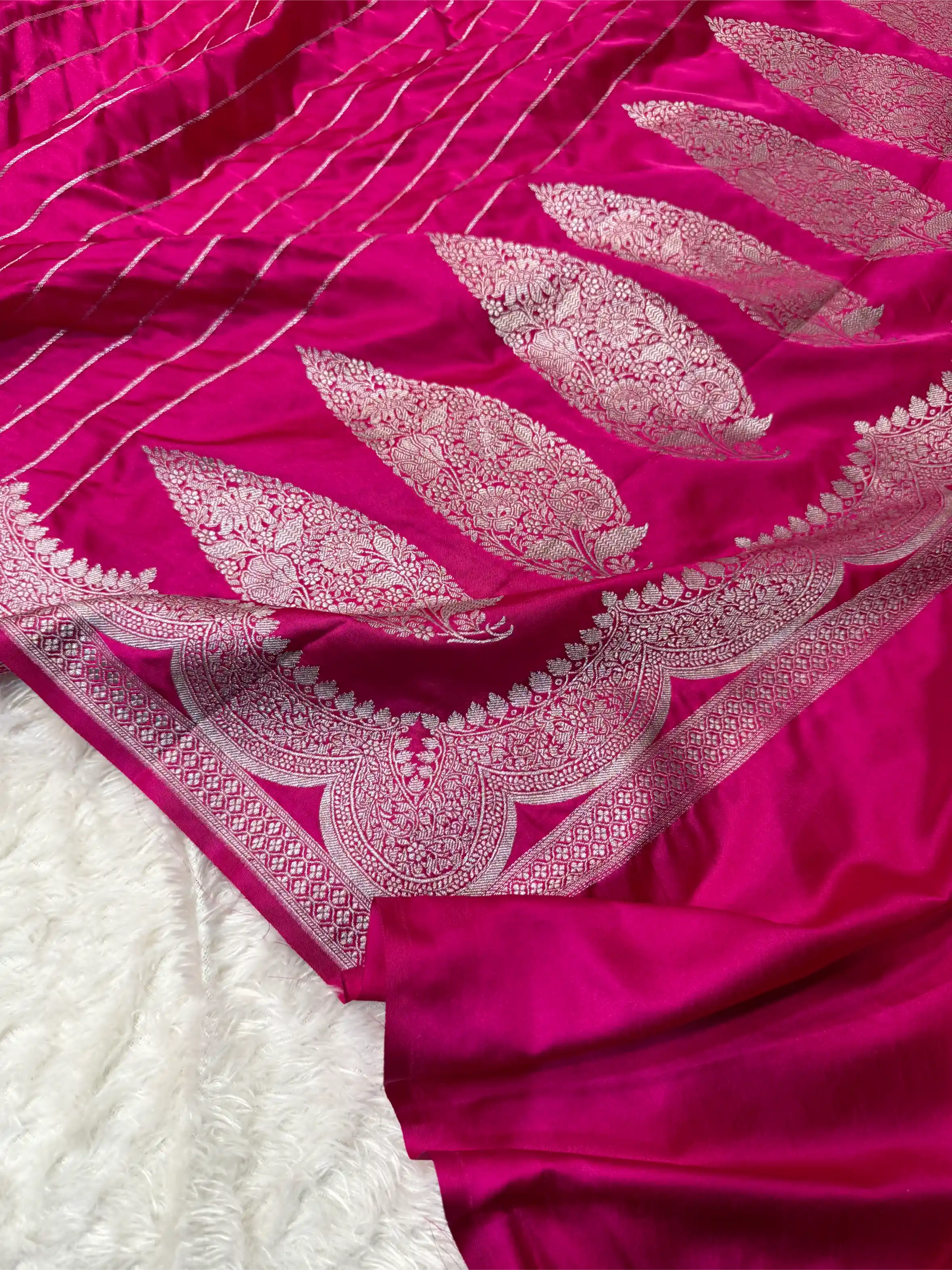 Rani Pink Mashru Katan Silk Contemporary Weave Banarasi Saree