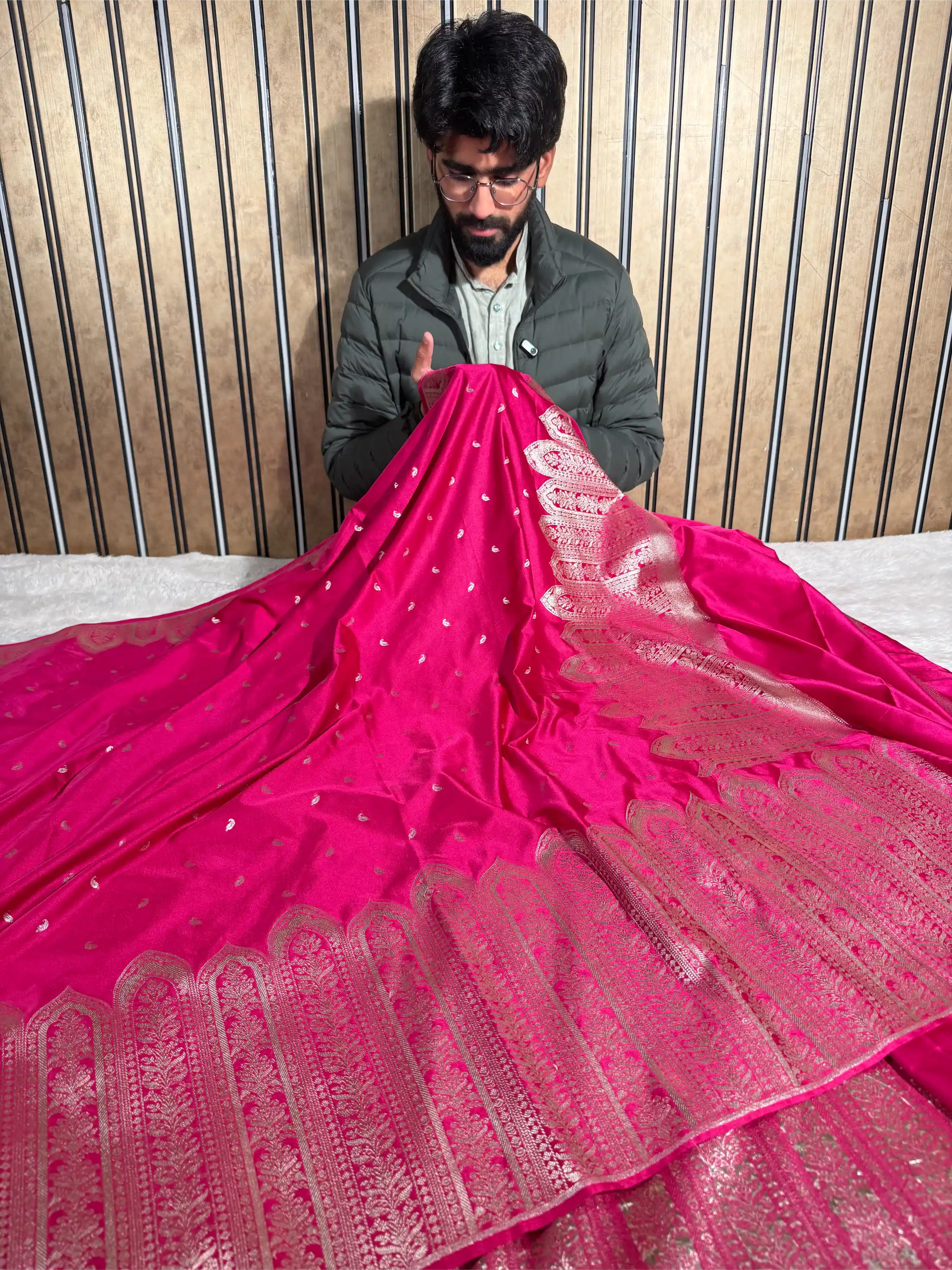 Rani Pink Mashru Katan Silk Heritage Weave Banarasi Saree