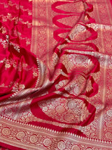 Rani Pink Mashru Katan Silk Leheriya Weave Banarasi Saree