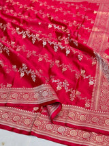 Rani Pink Mashru Katan Silk Leheriya Weave Banarasi Saree