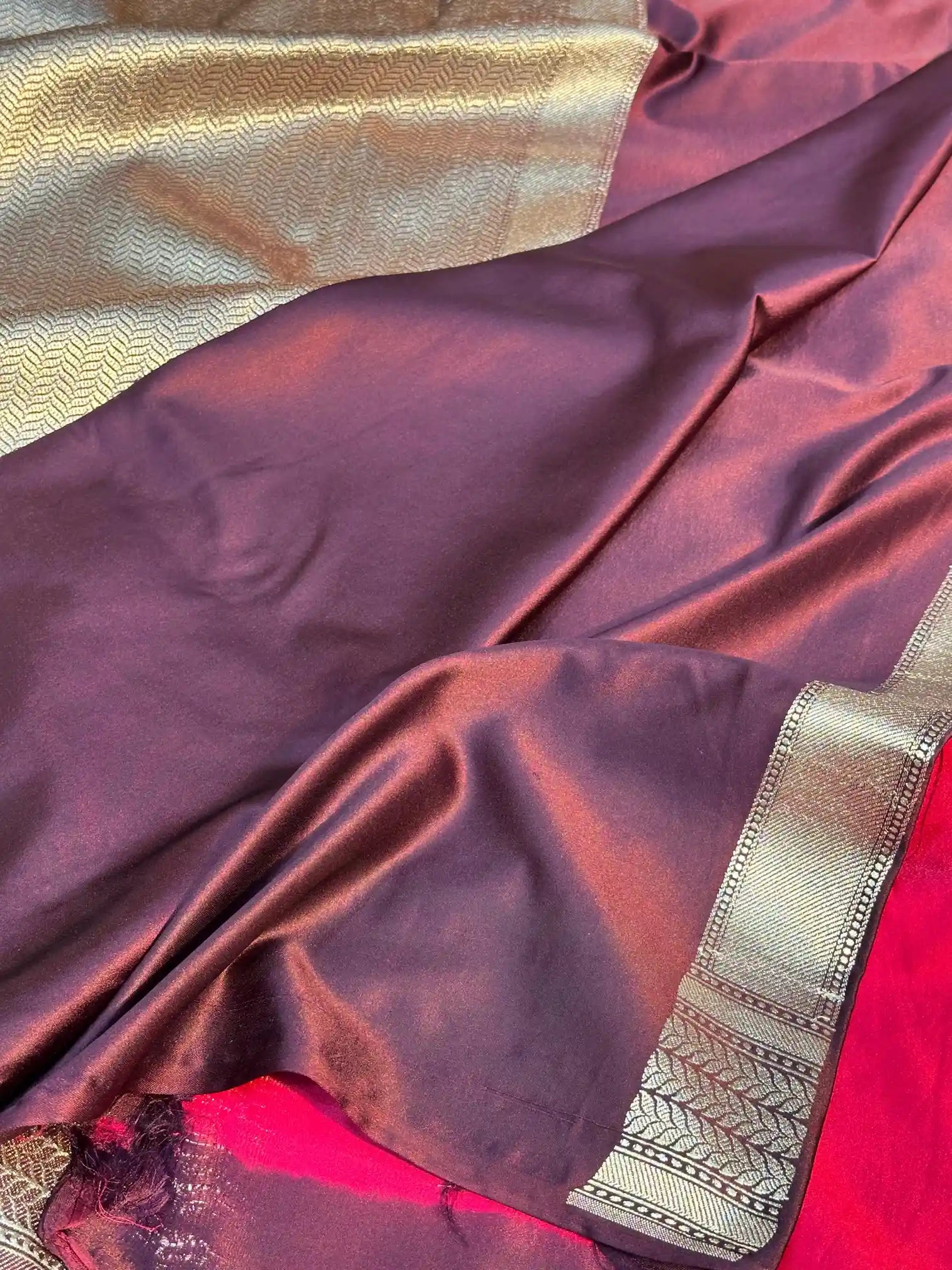 Rani Pink Mashru Silk Banarasi Saree with Silver Buta