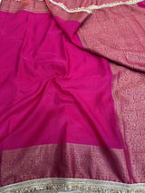 Rani Pink Mysore Silk Designer Lace Attached Banarasi Saree