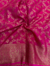 Rani Pink Mysore Silk Designer Lace Attached Banarasi Saree