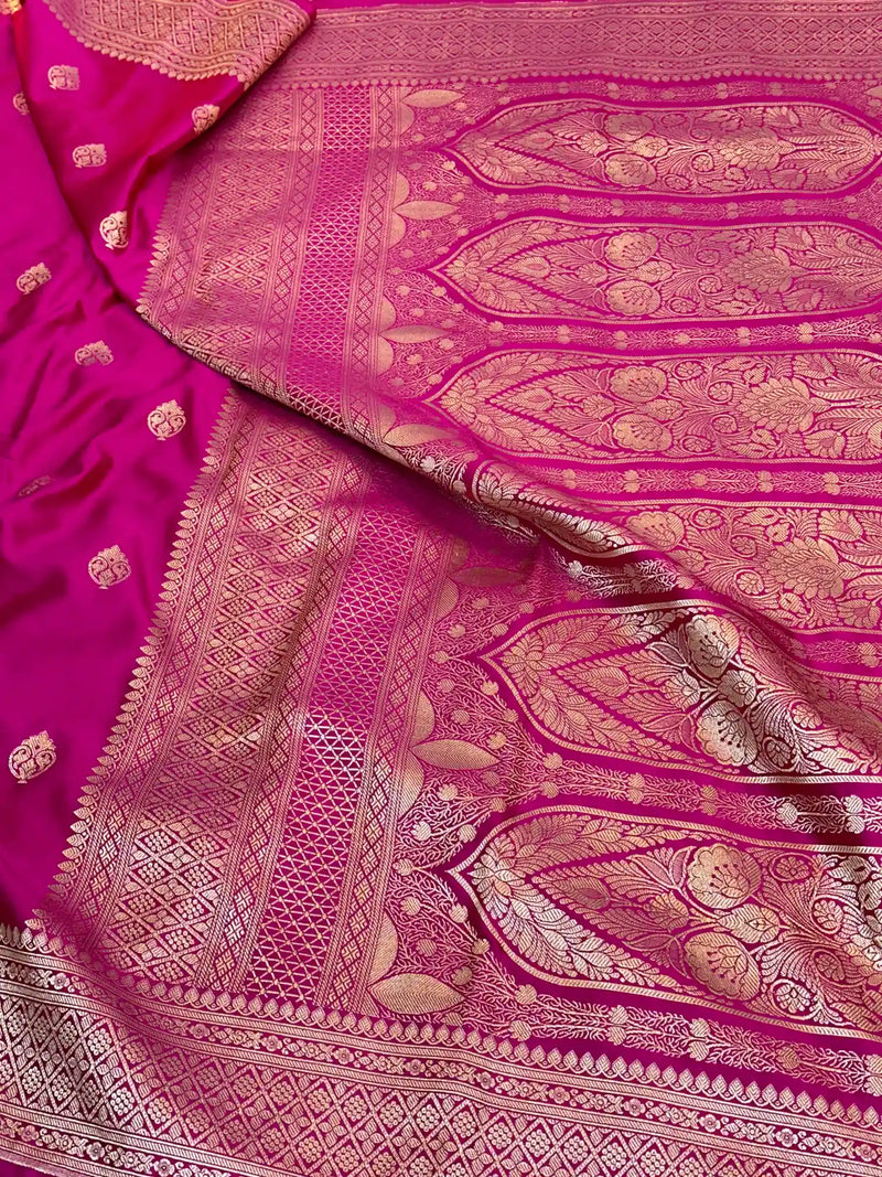 Rani Pink Premium Mashru Katan Saree