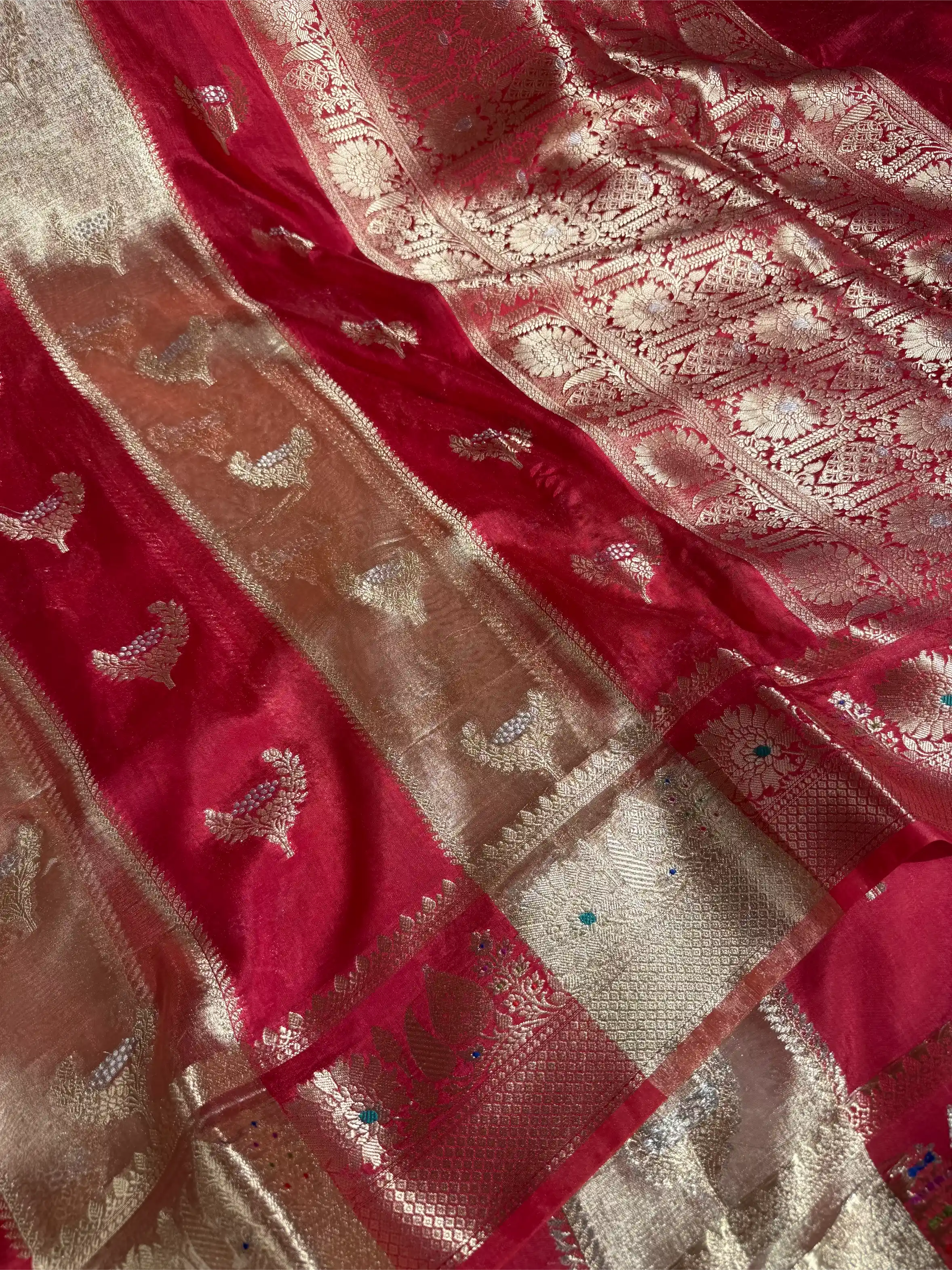 Rani Pink Rare Chinia Tissue Heritage Banarasi Saree