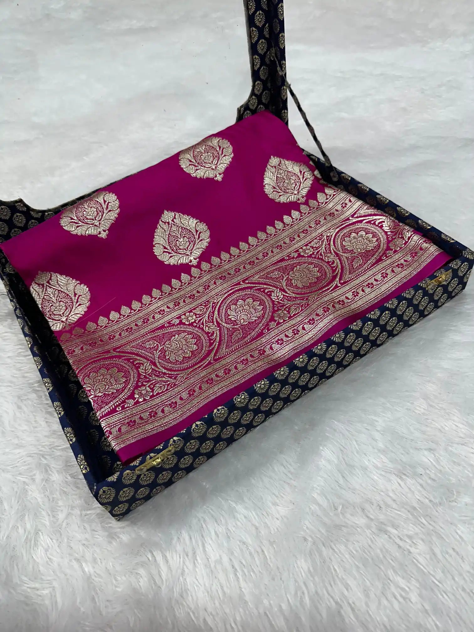 Rani Pink Satin Silk Heritage Banarasi Saree