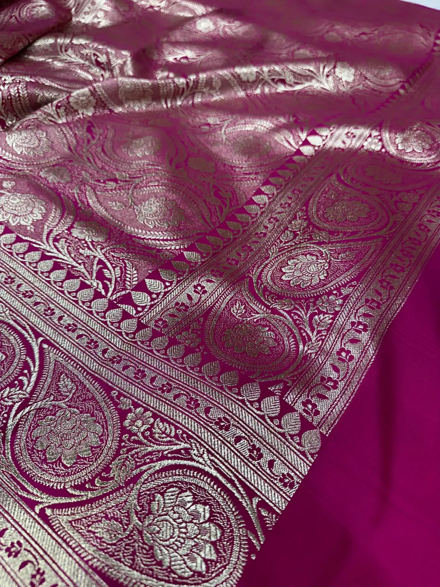Rani Pink Satin Silk Heritage Banarasi Saree