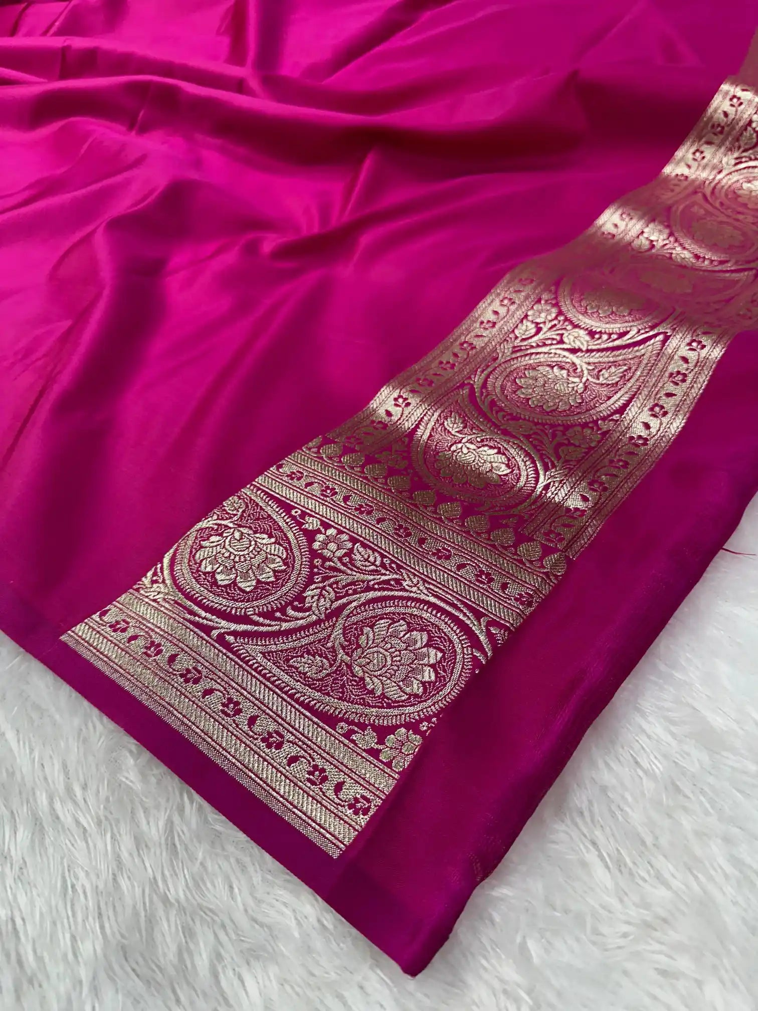 Rani Pink Satin Silk Heritage Banarasi Saree