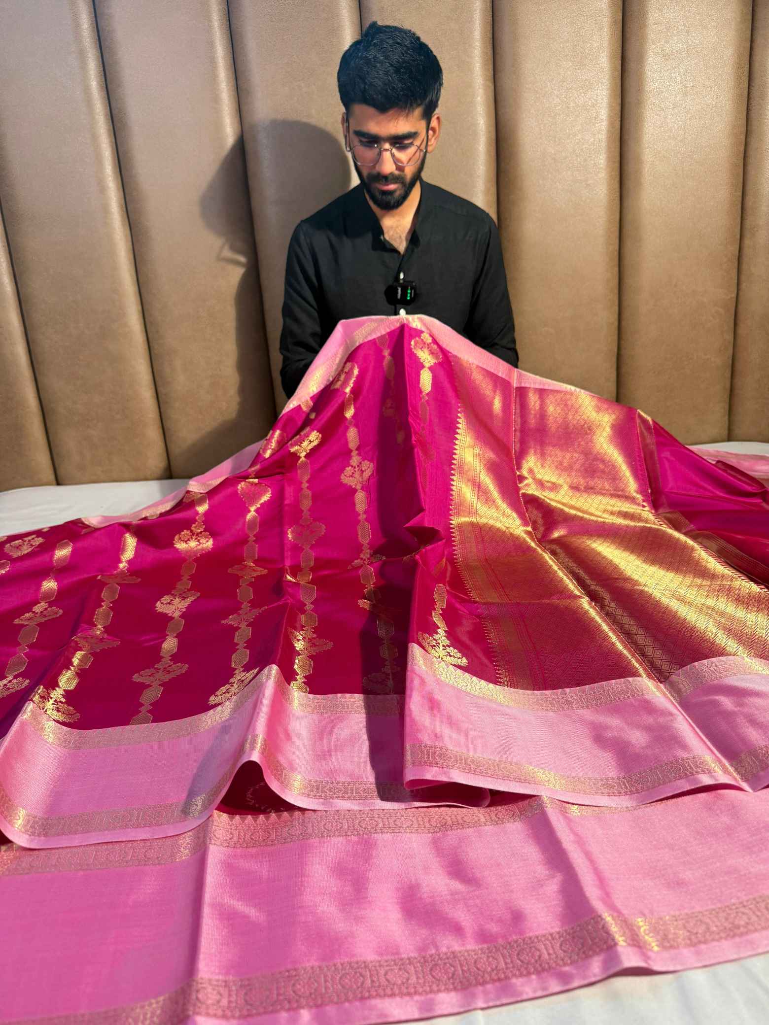 Rani Pink Semi Katan Traditional Banarasi Saree
