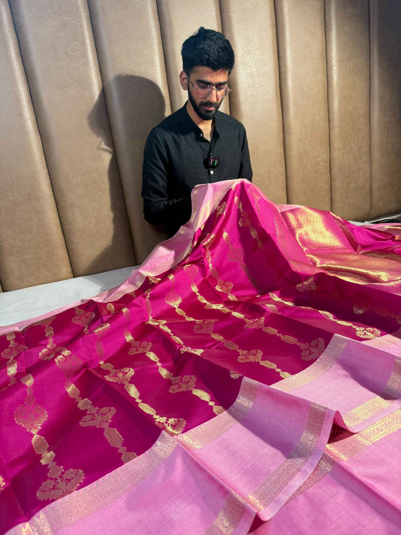 Rani Pink Semi Katan Traditional Banarasi Saree