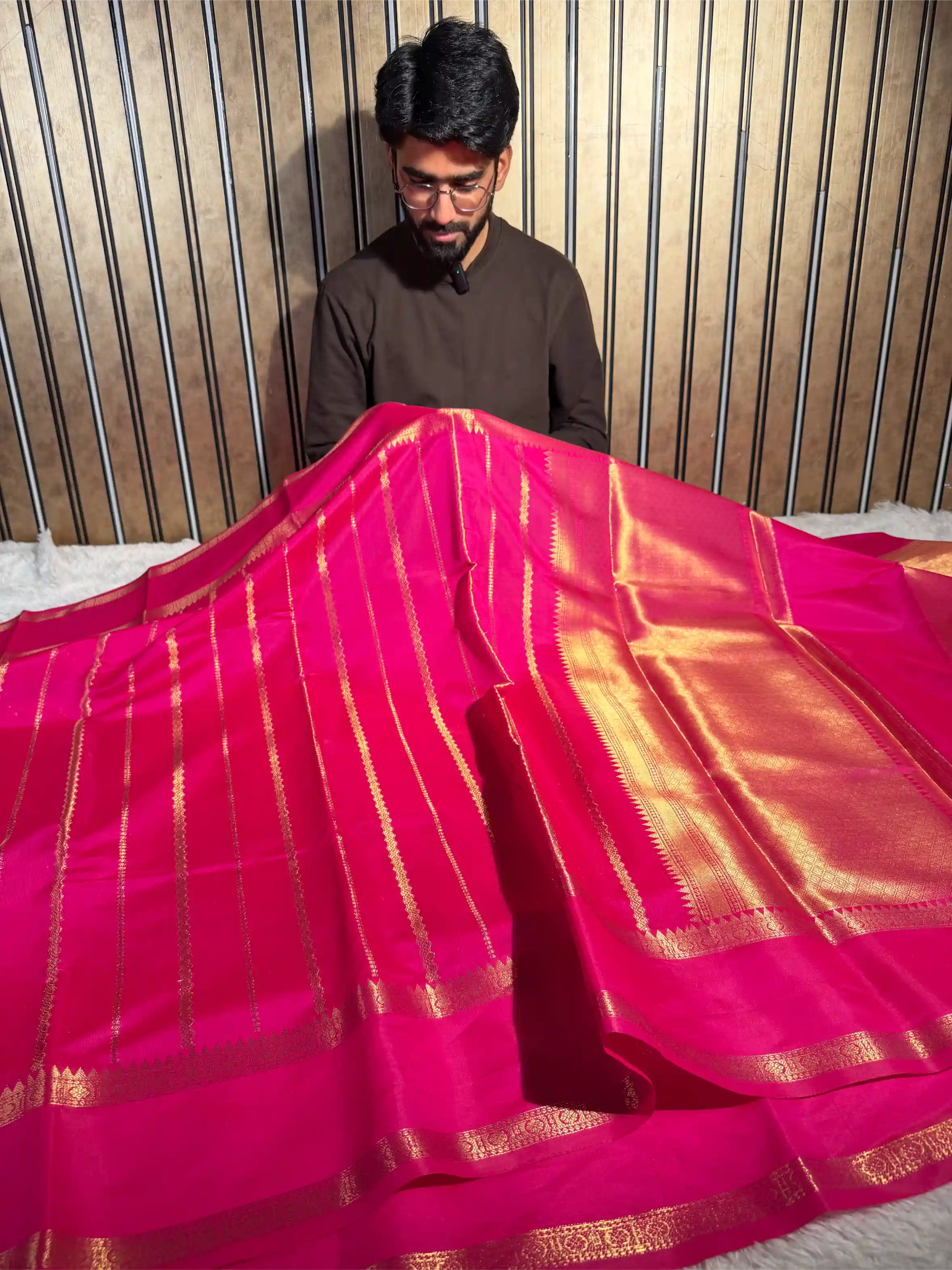 Rani Pink Softsilk Heritage Traditional Design Banarasi Saree