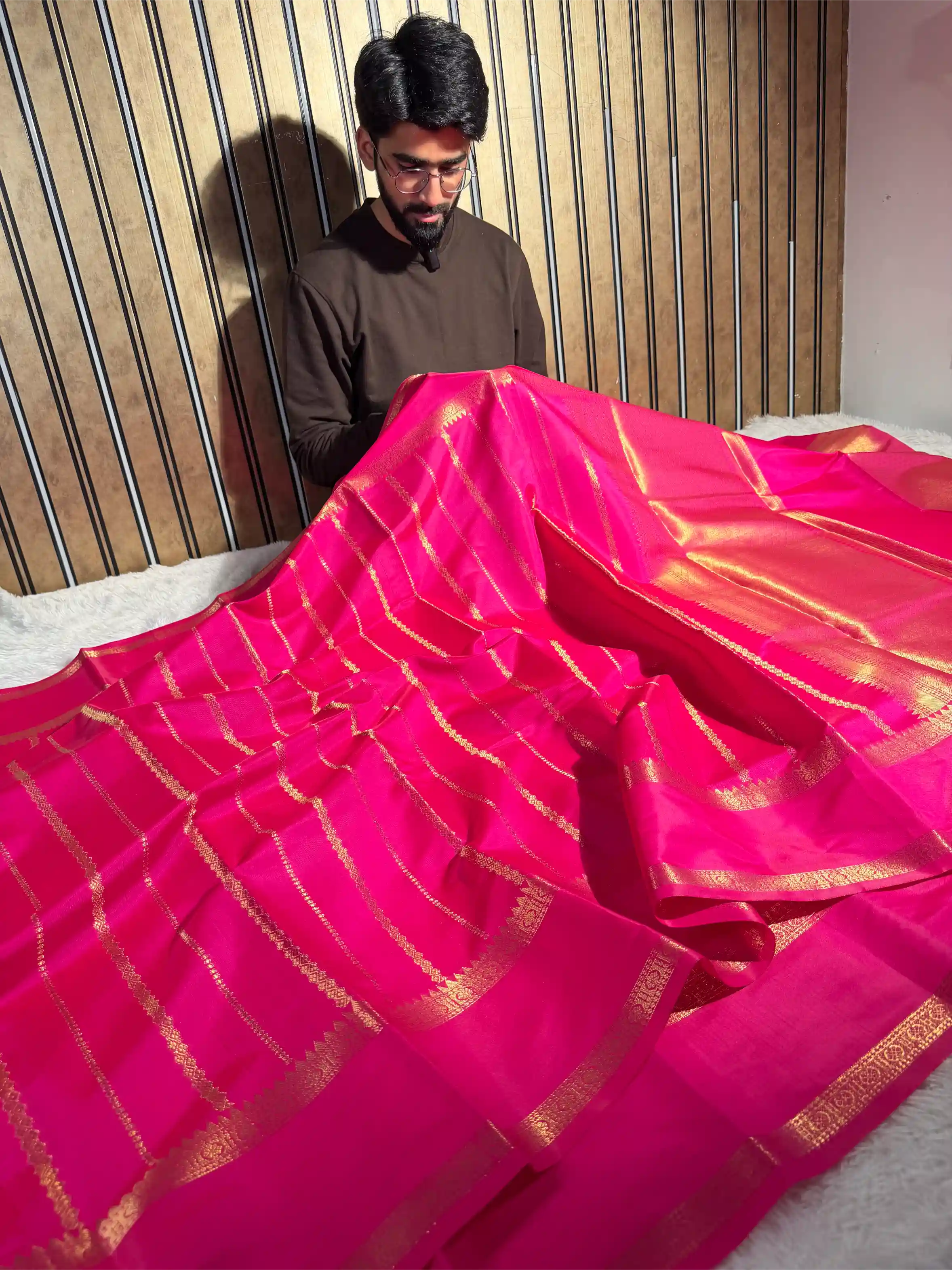 Rani Pink Softsilk Heritage Traditional Design Banarasi Saree