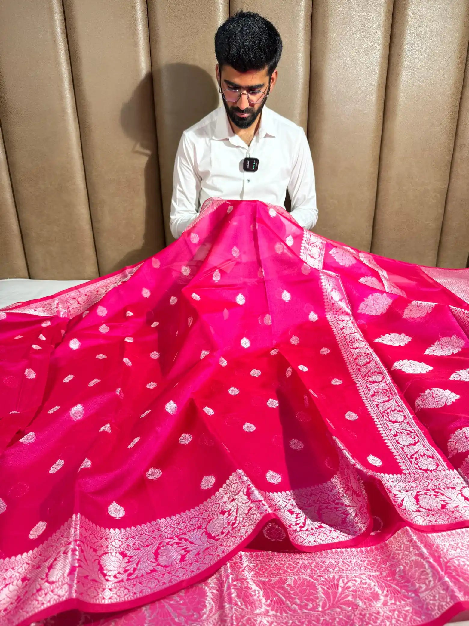 Rani Pink Softsilk Silver Zari Weave Banarasi Saree