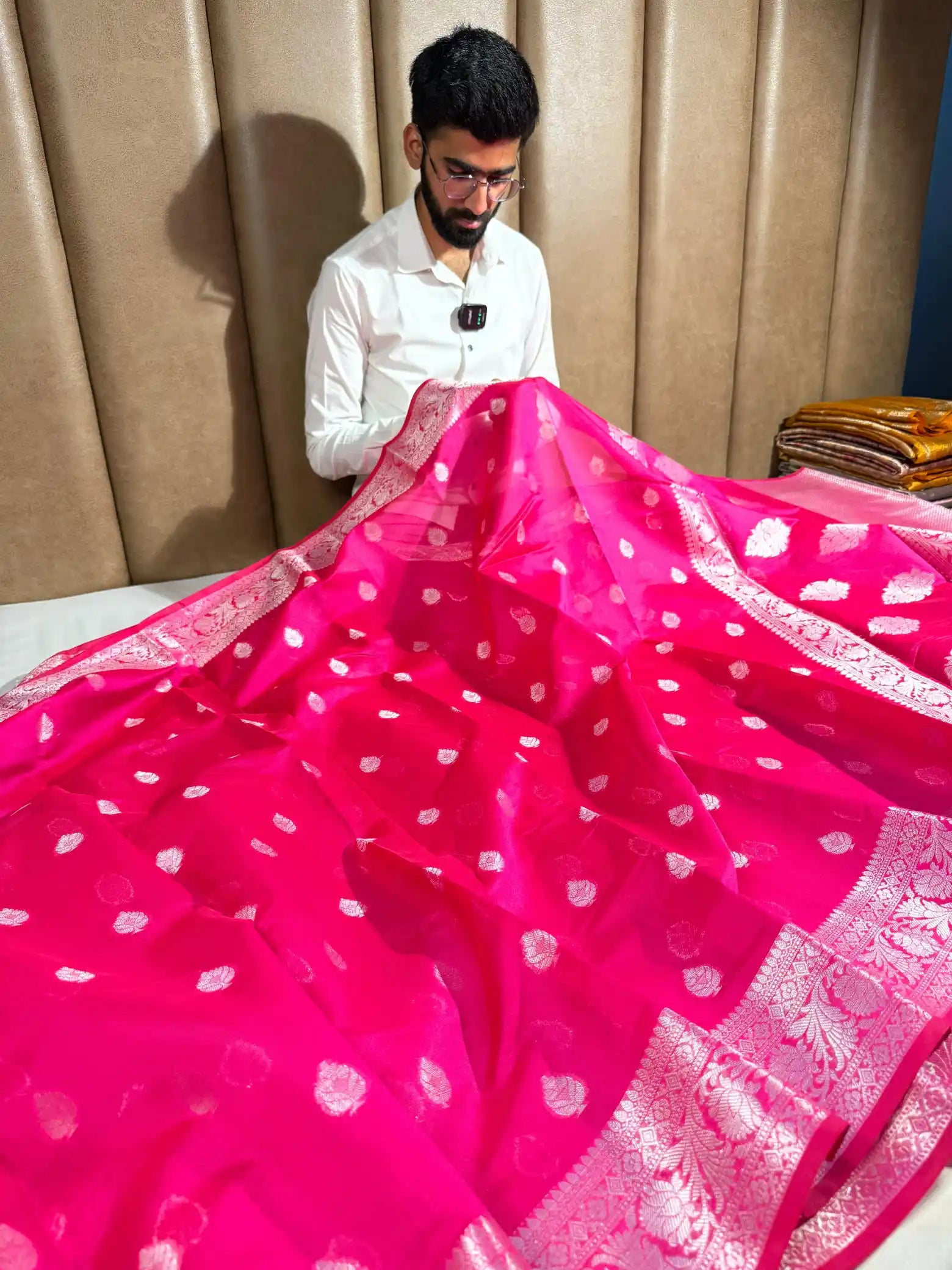 Rani Pink Softsilk Silver Zari Weave Banarasi Saree