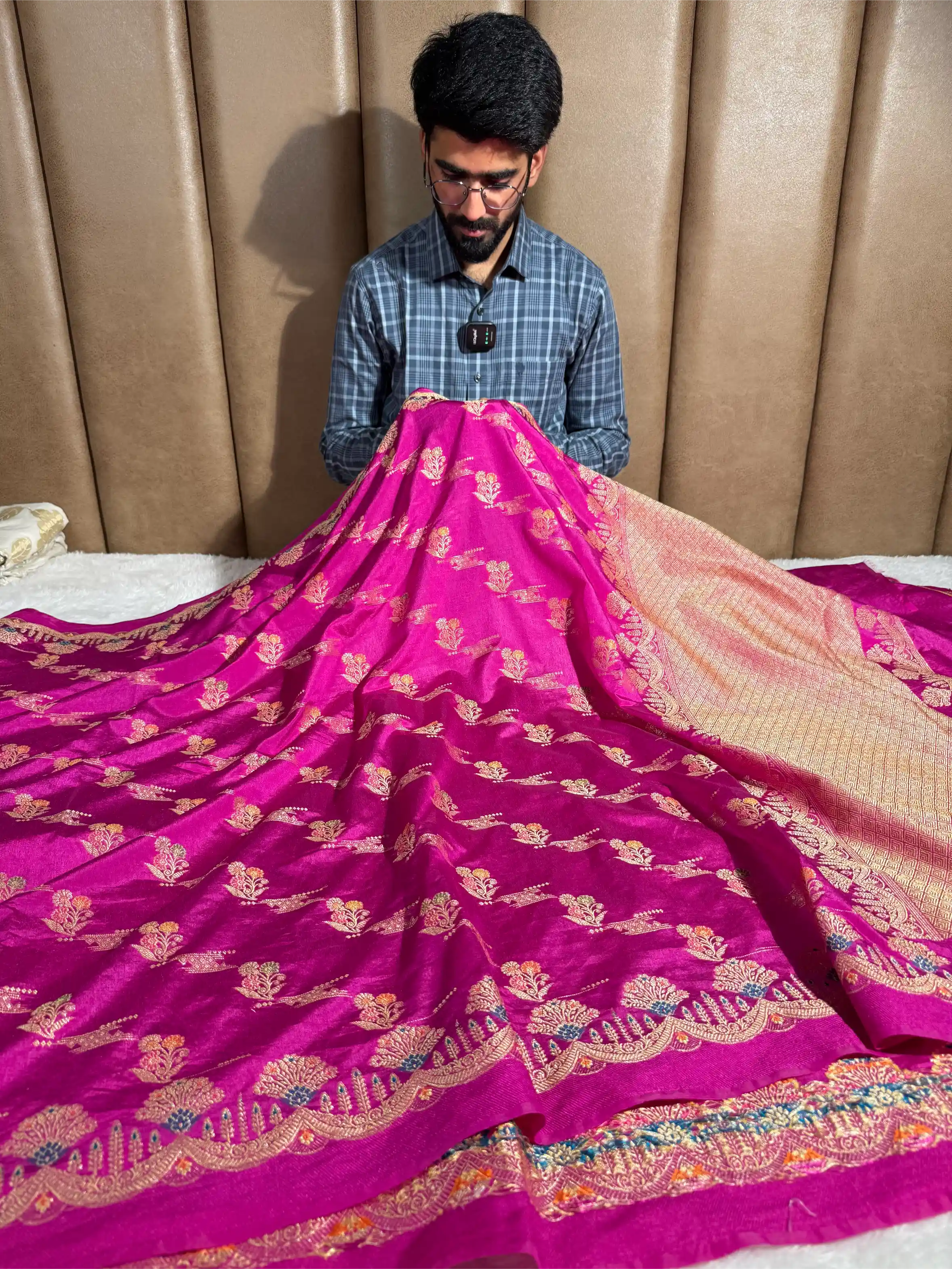 Rani Pink Tilfi Meena Warm Silk Banarasi Saree