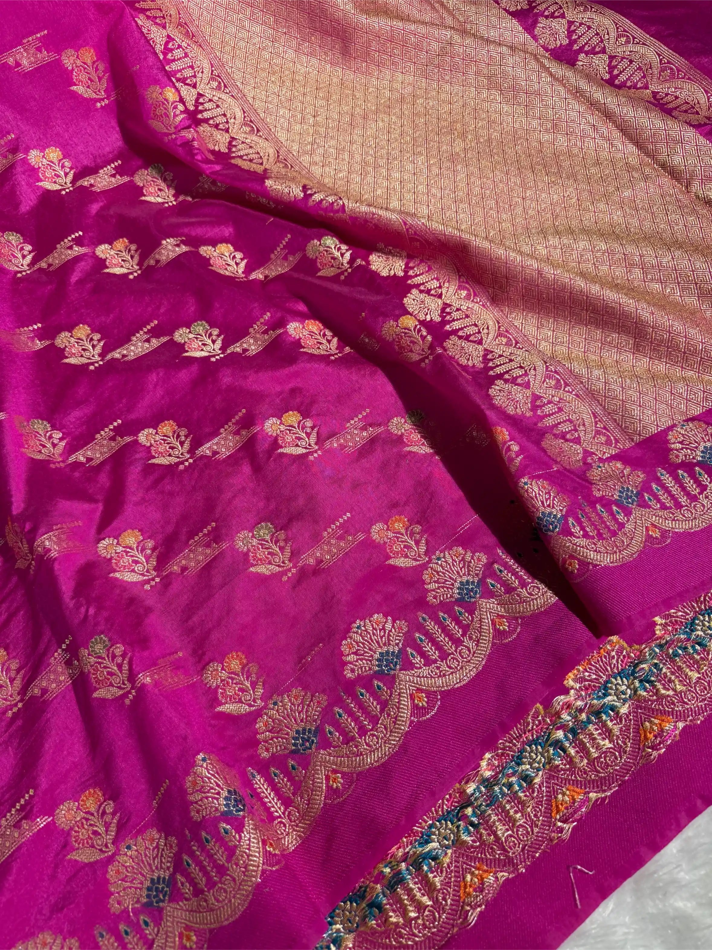 Rani Pink Tilfi Meena Warm Silk Banarasi Saree
