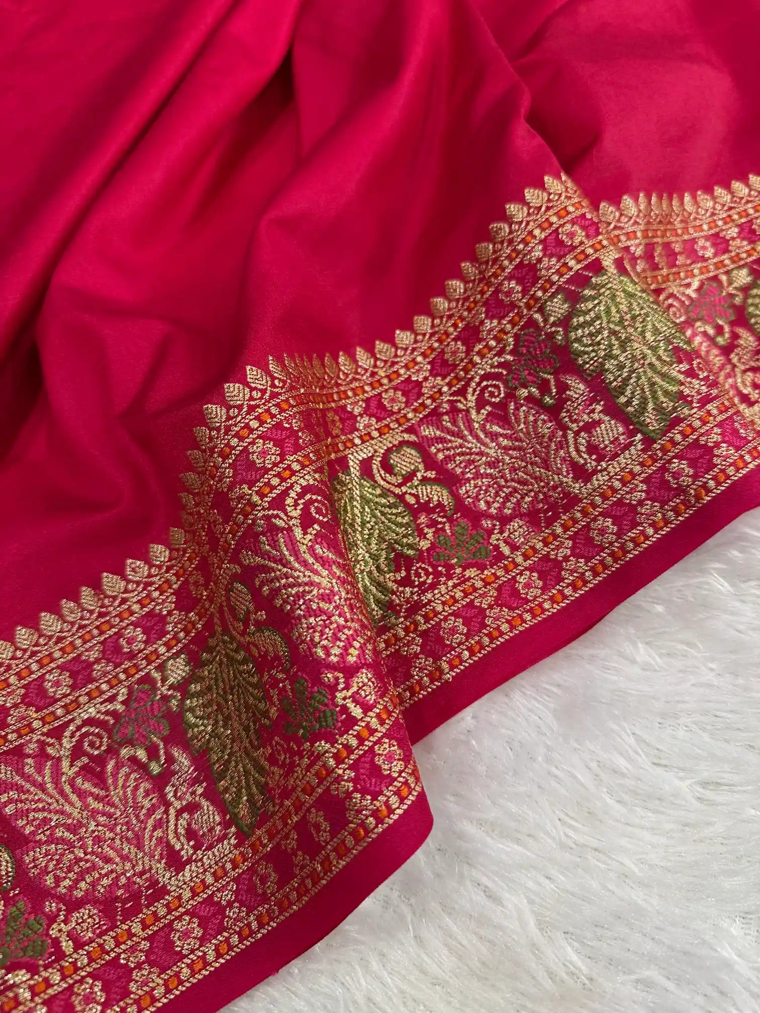 Rani Pink Warm Silk Tilfi Meenakari Weave Banarasi Saree
