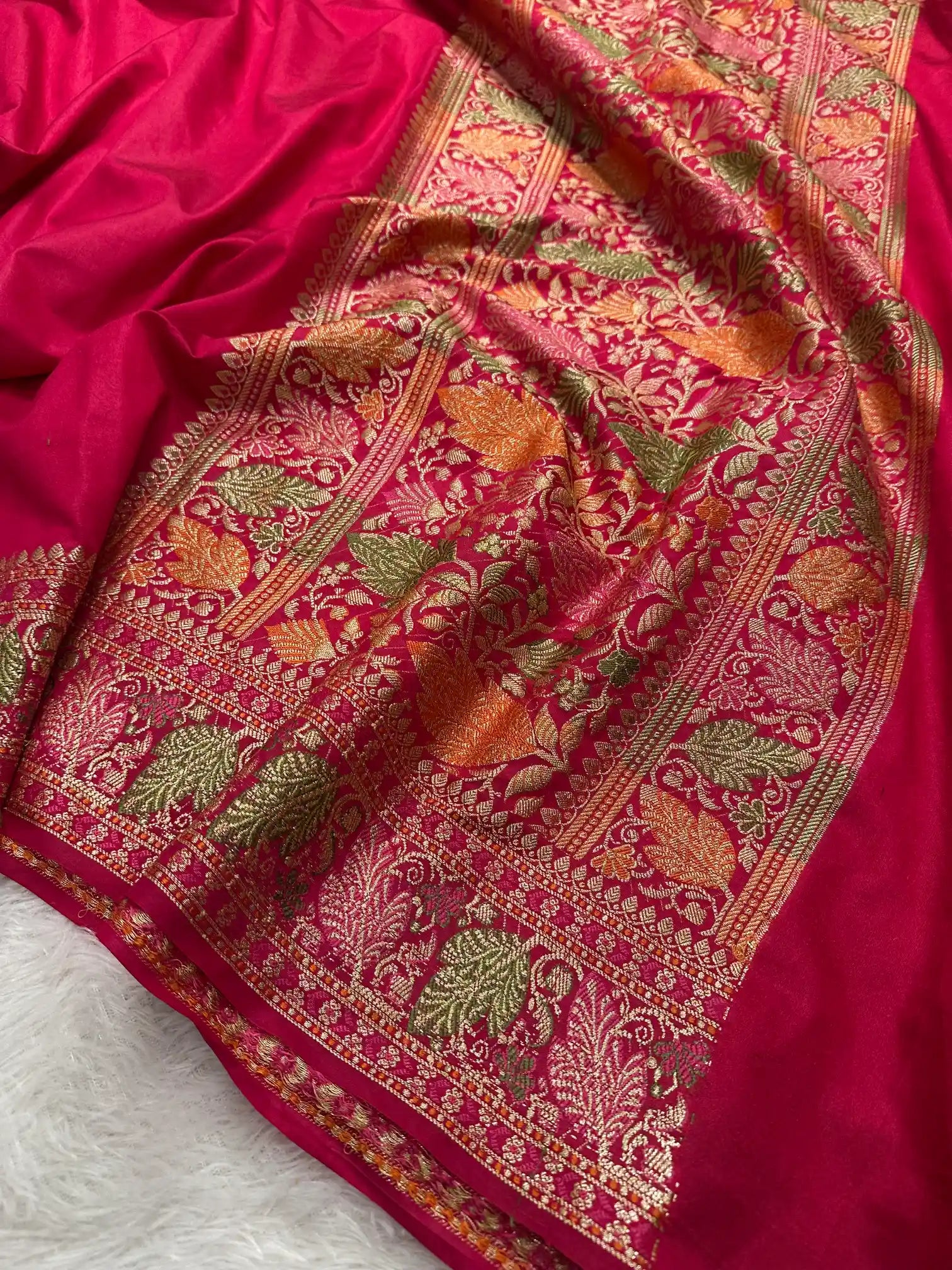 Rani Pink Warm Silk Tilfi Meenakari Weave Banarasi Saree