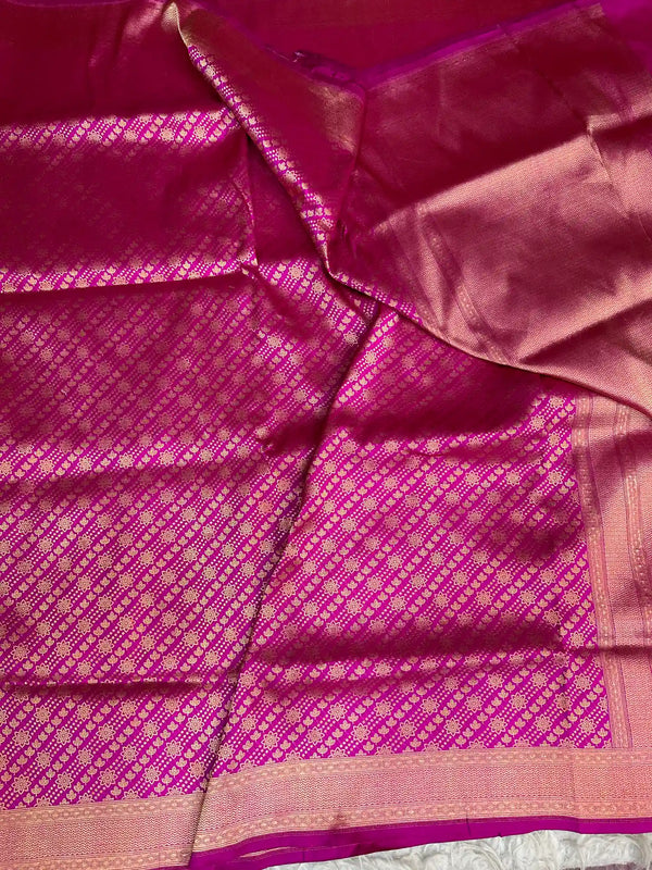 Rani Pink Brocade Pure Katan Silk Banarasi Saree