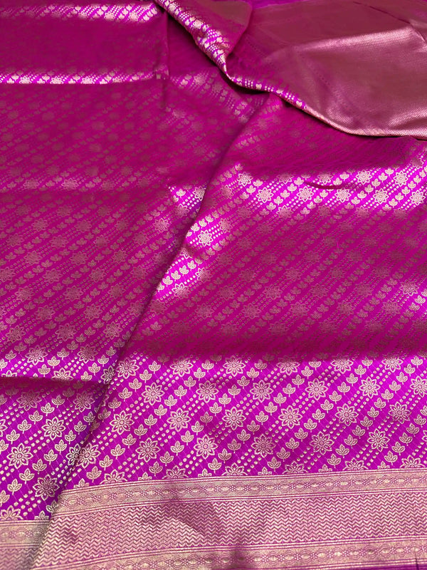 Rani Pink Brocade Pure Katan Silk Banarasi Saree