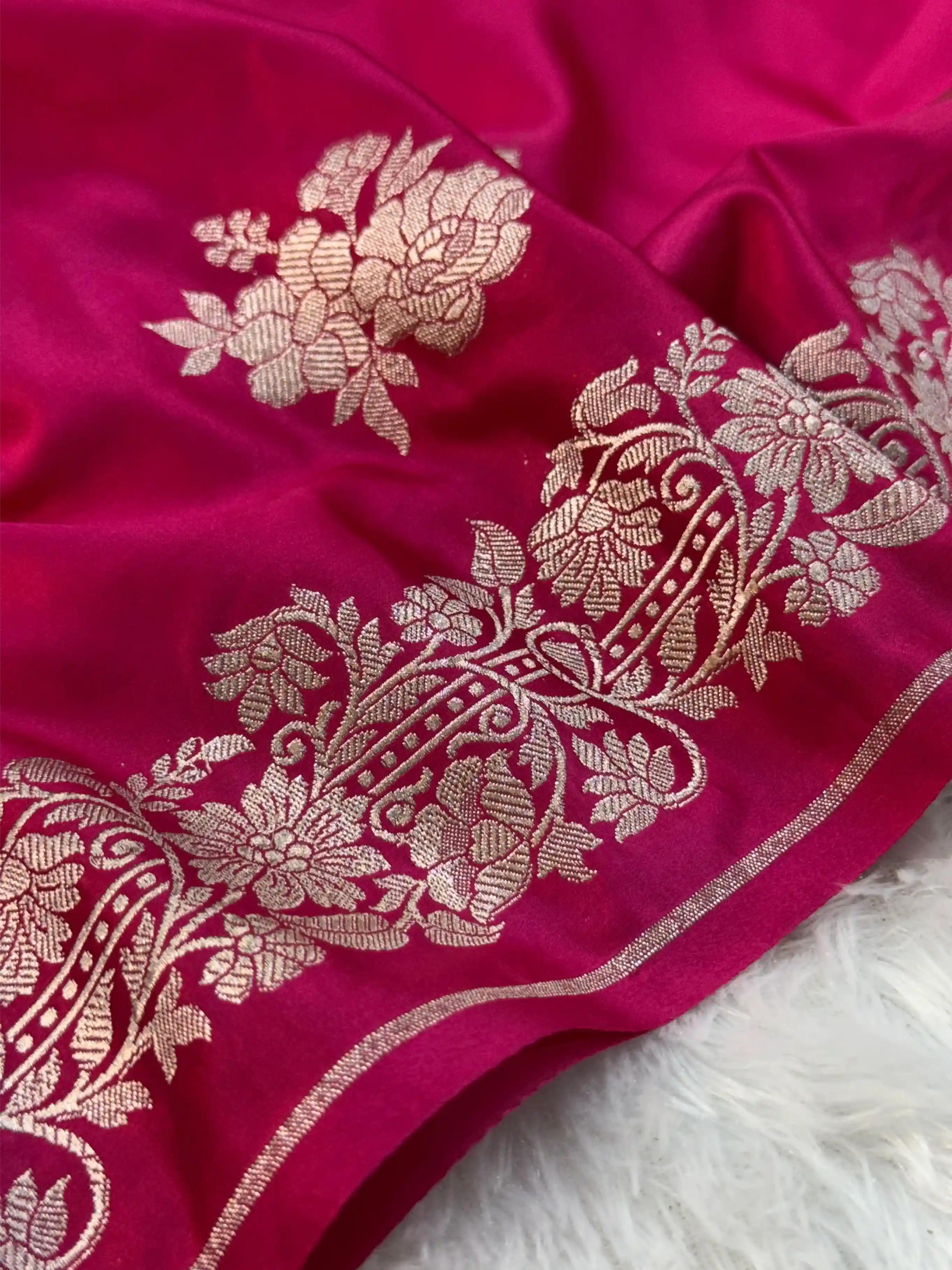 Rani Pink Contemporary Weave Mashru Silk Saree