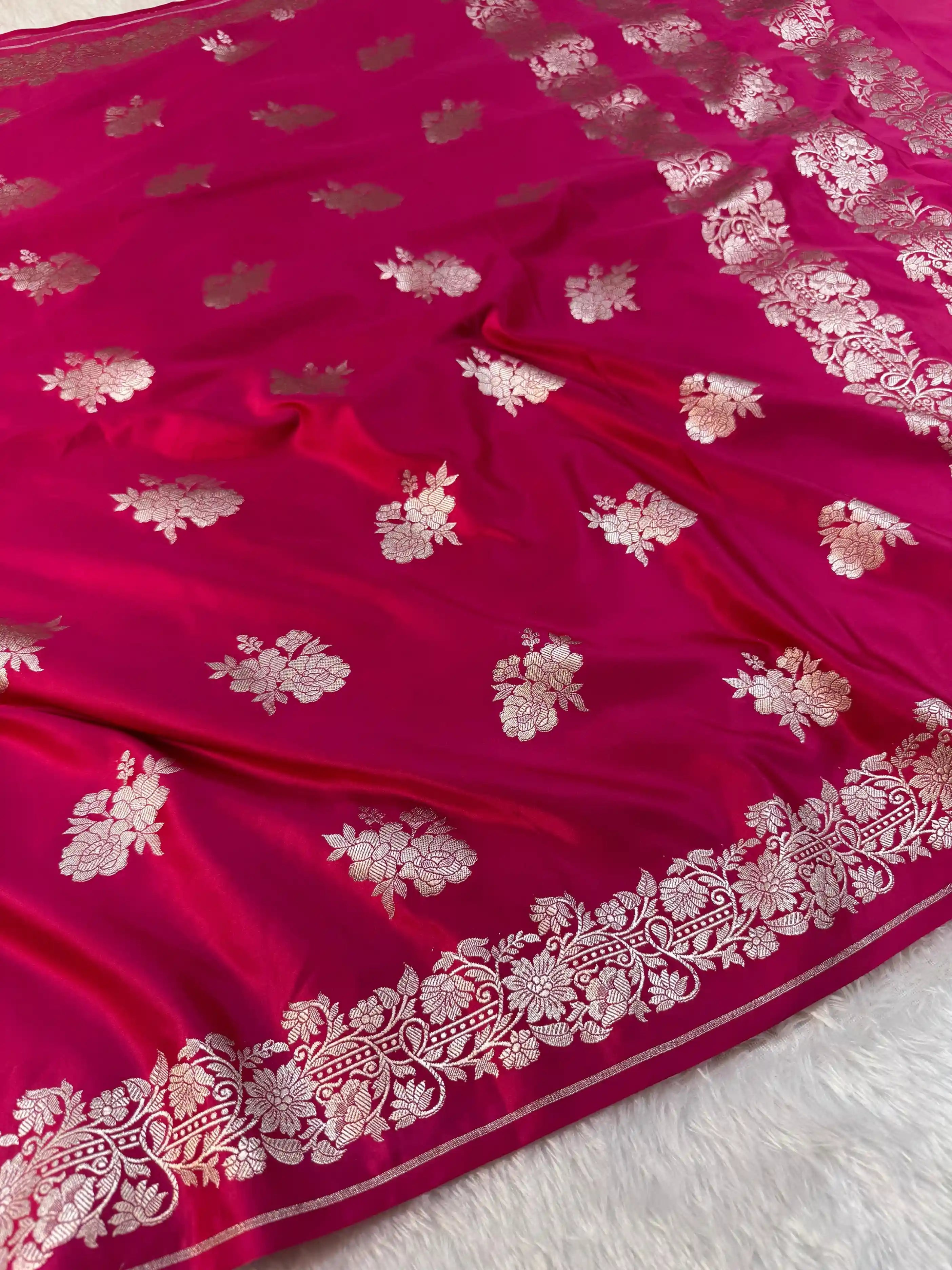 Rani Pink Contemporary Weave Mashru Silk Saree