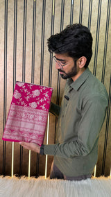 Rani Pink Exclusive Floral Jaal Crepe Georgette Banarasi Saree