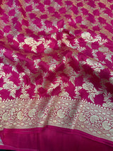 Rani Pink Intricate Munga Silk Banarasi Saree