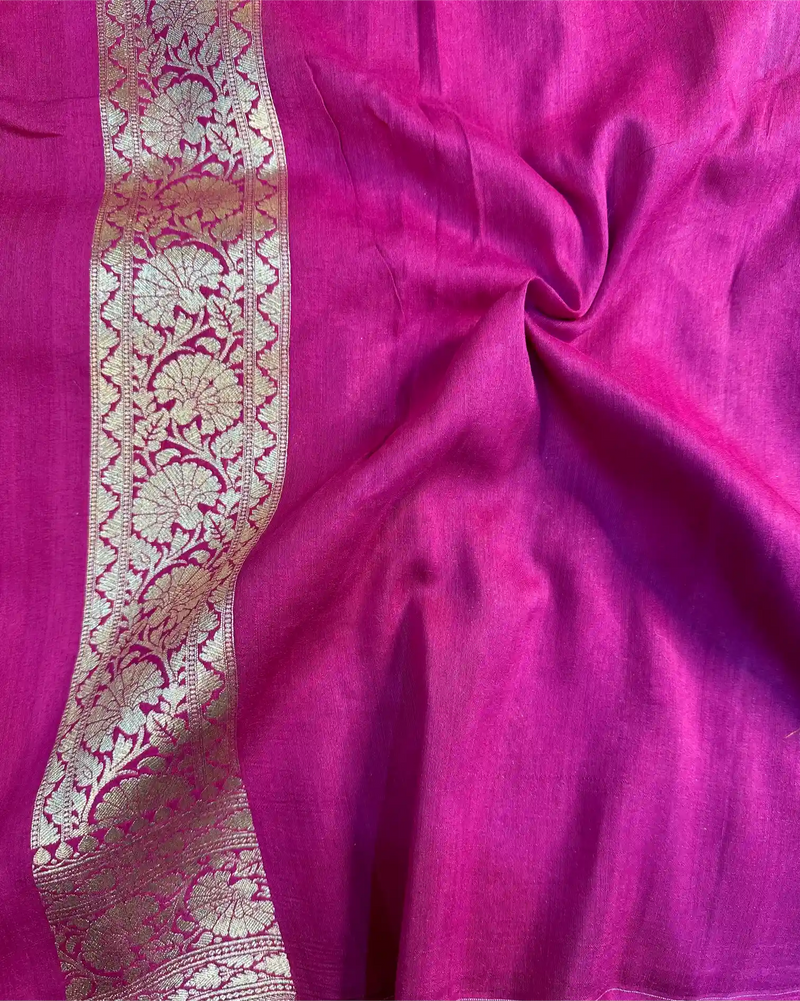 Rani Pink Intricate Munga Silk Banarasi Saree