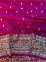 Rani Pink Katan Silk Buti Banarasi Saree