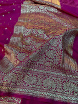 Rani Pink Katan Silk Buti Banarasi Saree