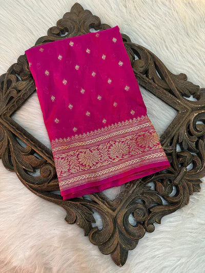 Rani Pink Katan Silk Buti Banarasi Saree