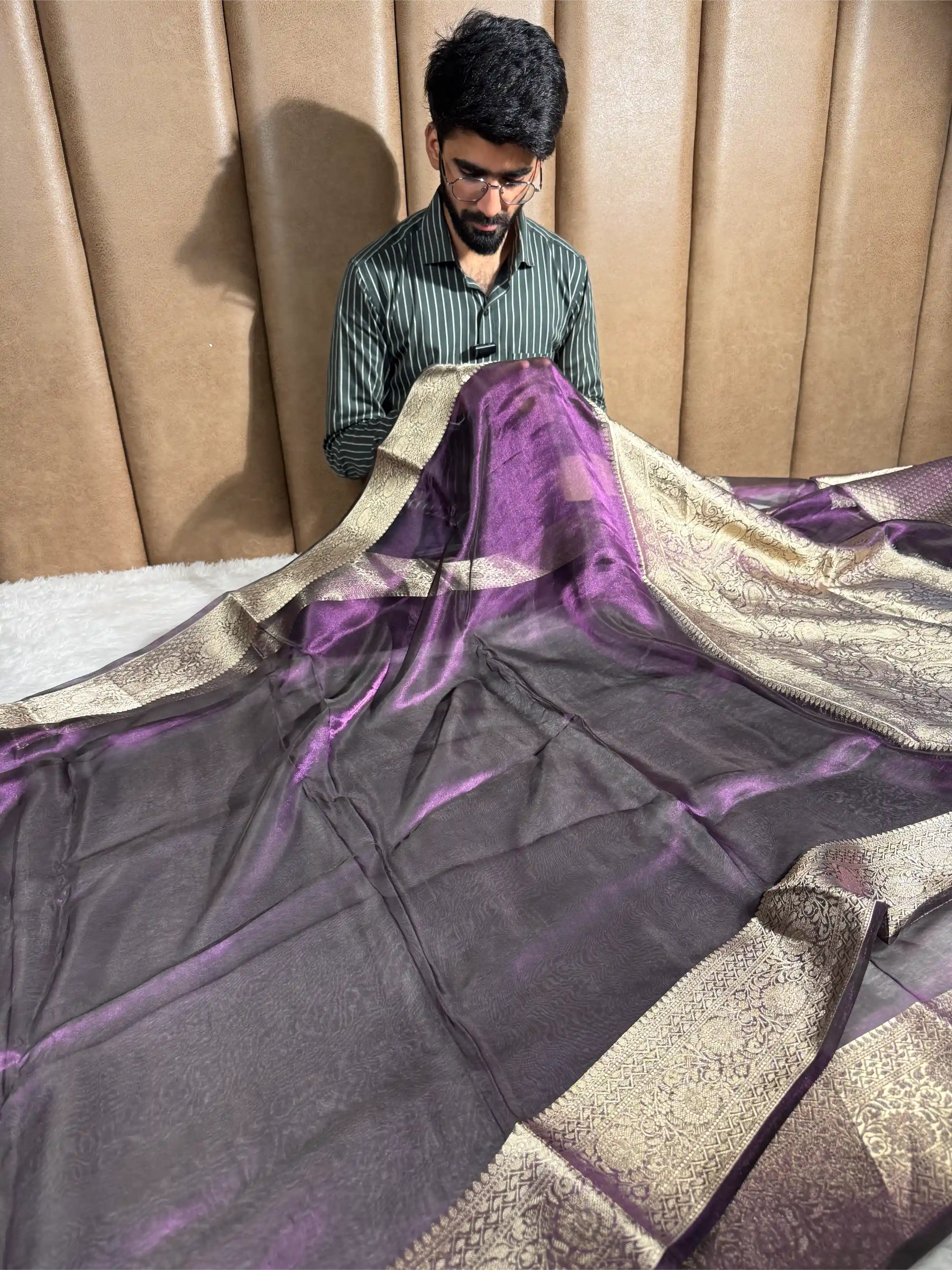 Rare Baigani Pure Tissue Silk Banarasi Saree