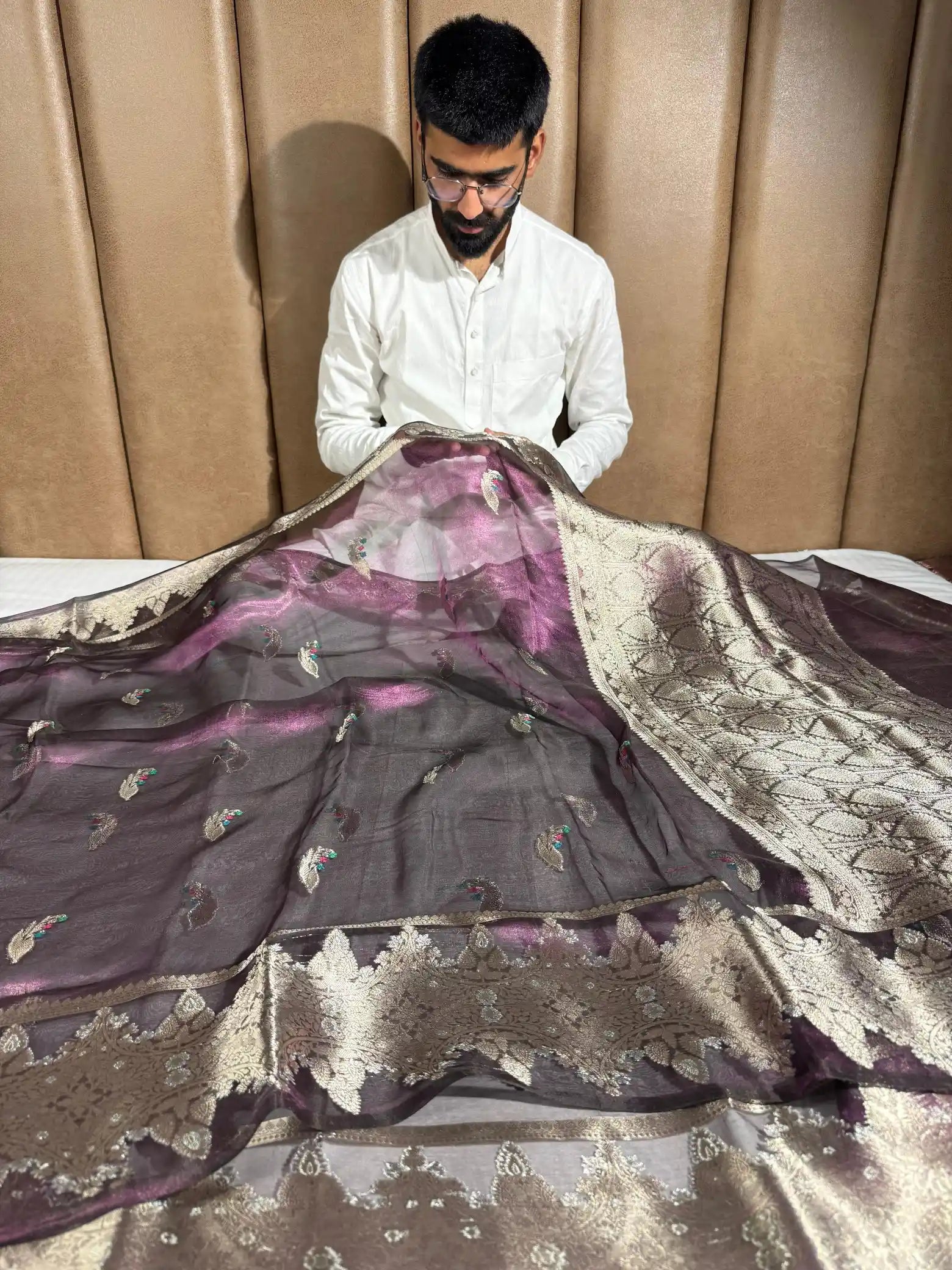Rare Lilac Pure Tissue Silk Heritage Banarasi Saree