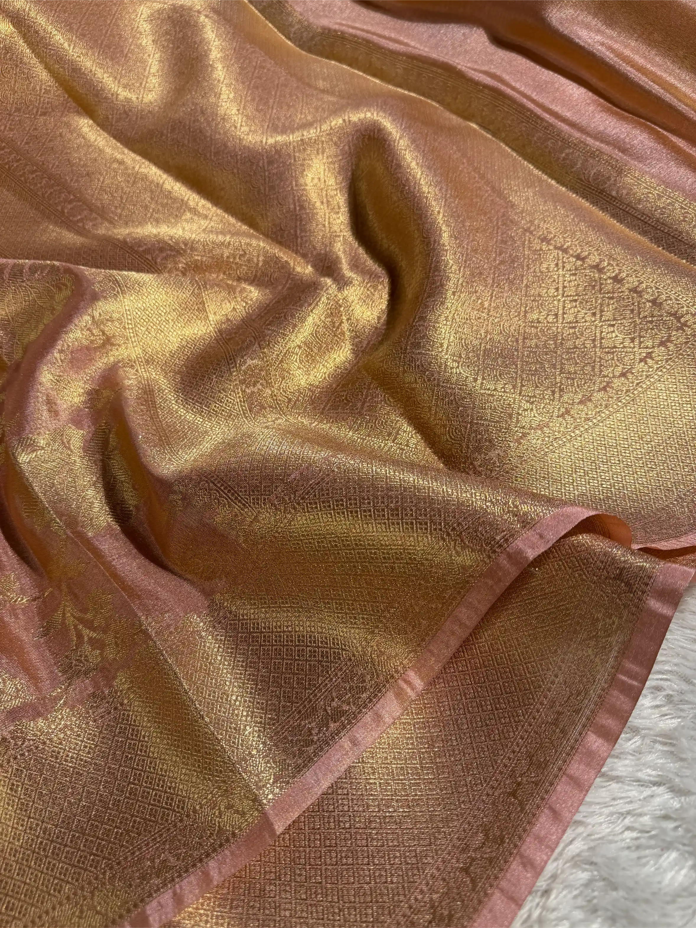 Rare Mauve Pink Tissue Silk Intricate Jaal Weave Banarasi Saree