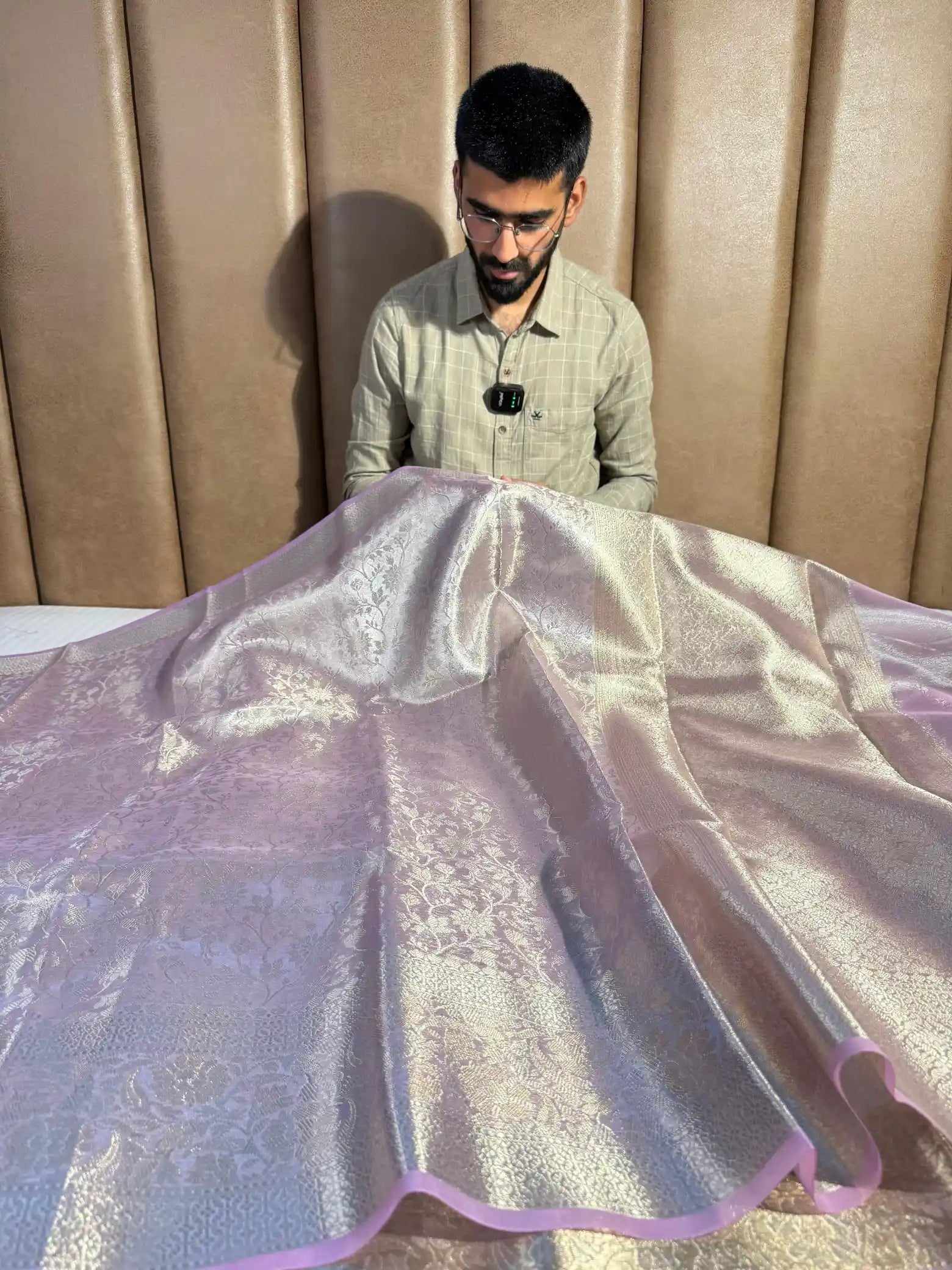Rare Mauve Soft Tissue Silk Dhoop Chau Collection Banarasi Saree