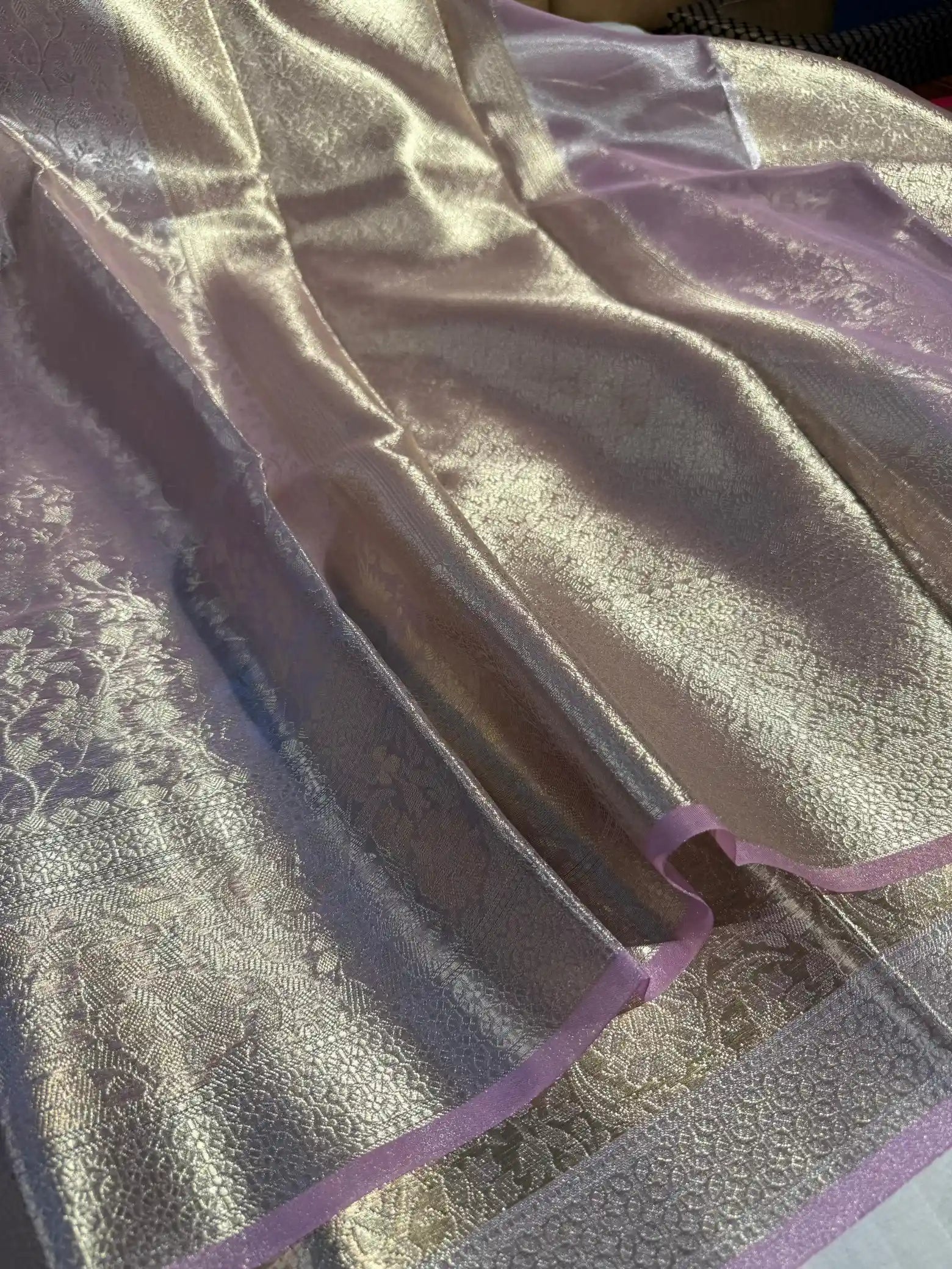 Rare Mauve Soft Tissue Silk Dhoop Chau Collection Banarasi Saree
