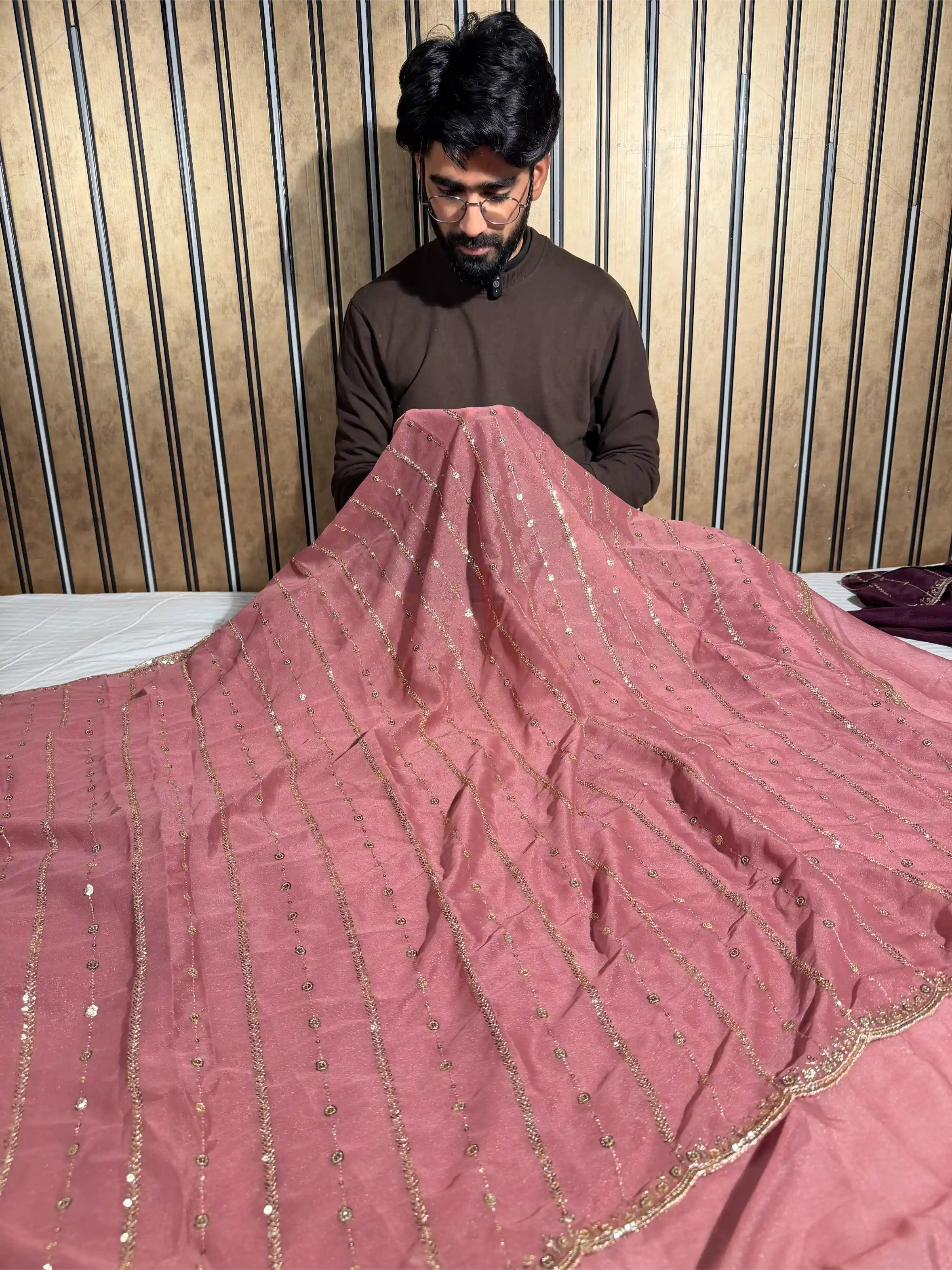 Rare Mauve Tissue Georgette Silk Designer Banarasi Saree 