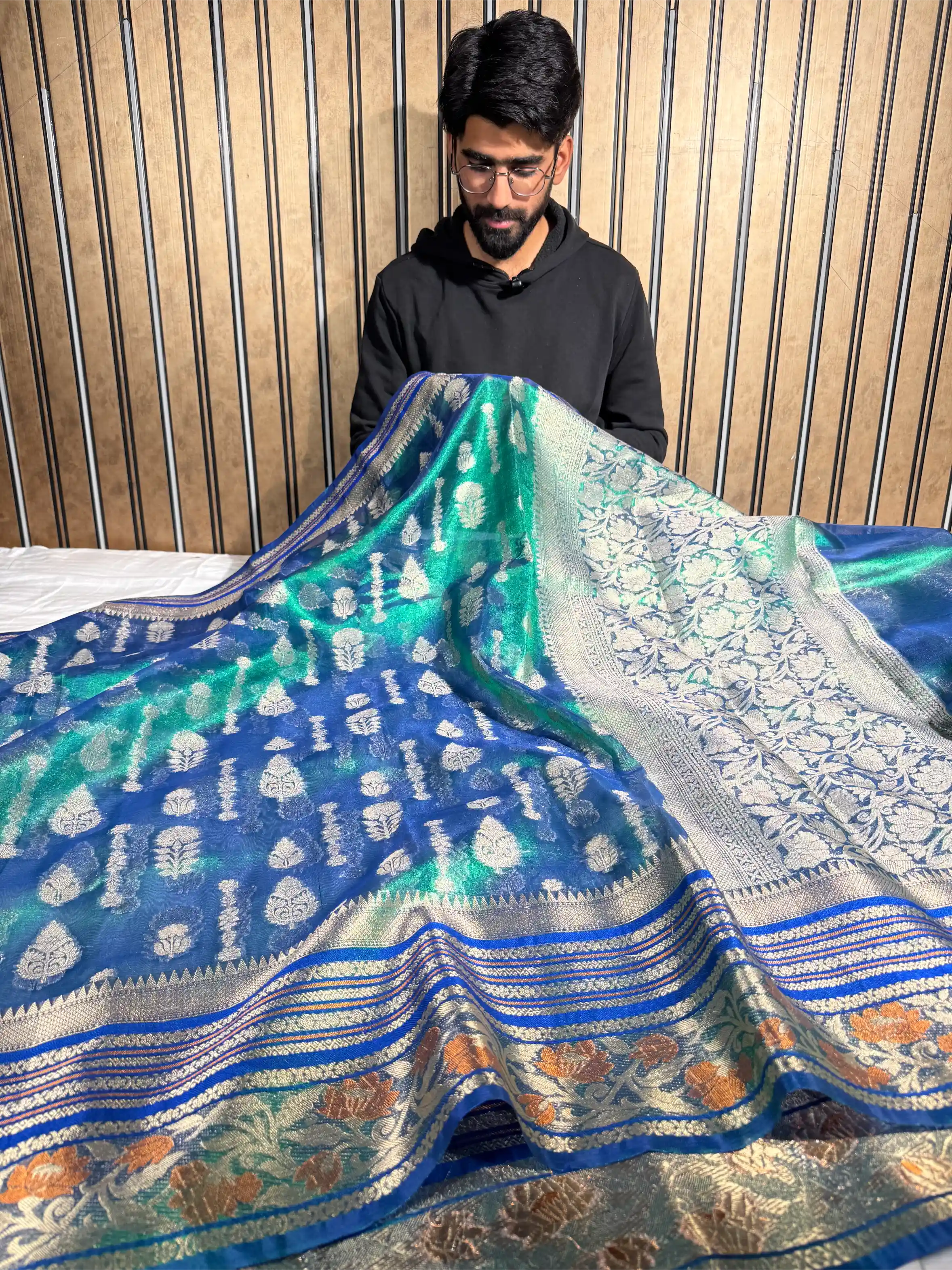 Rare Peacock Kora Tissue Silk Banarasi Saree