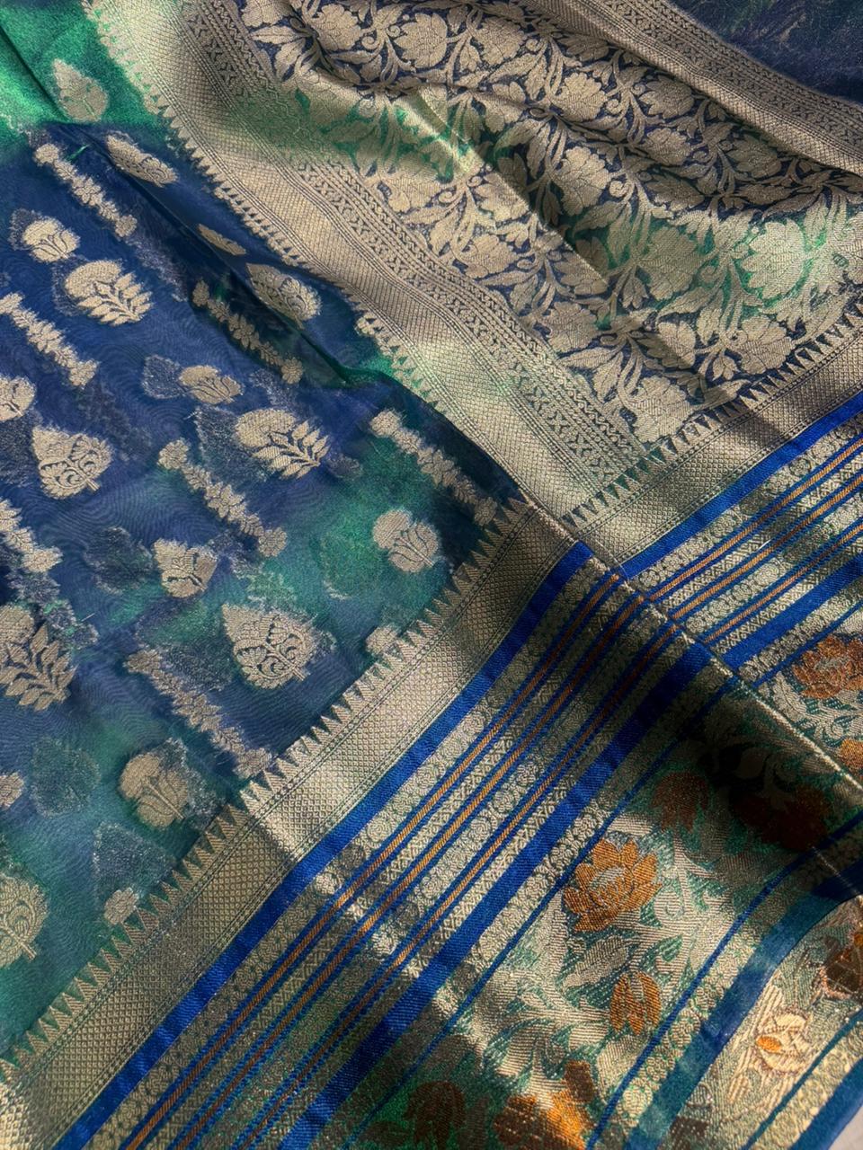 Rare Peacock Kora Tissue Silk Banarasi Saree