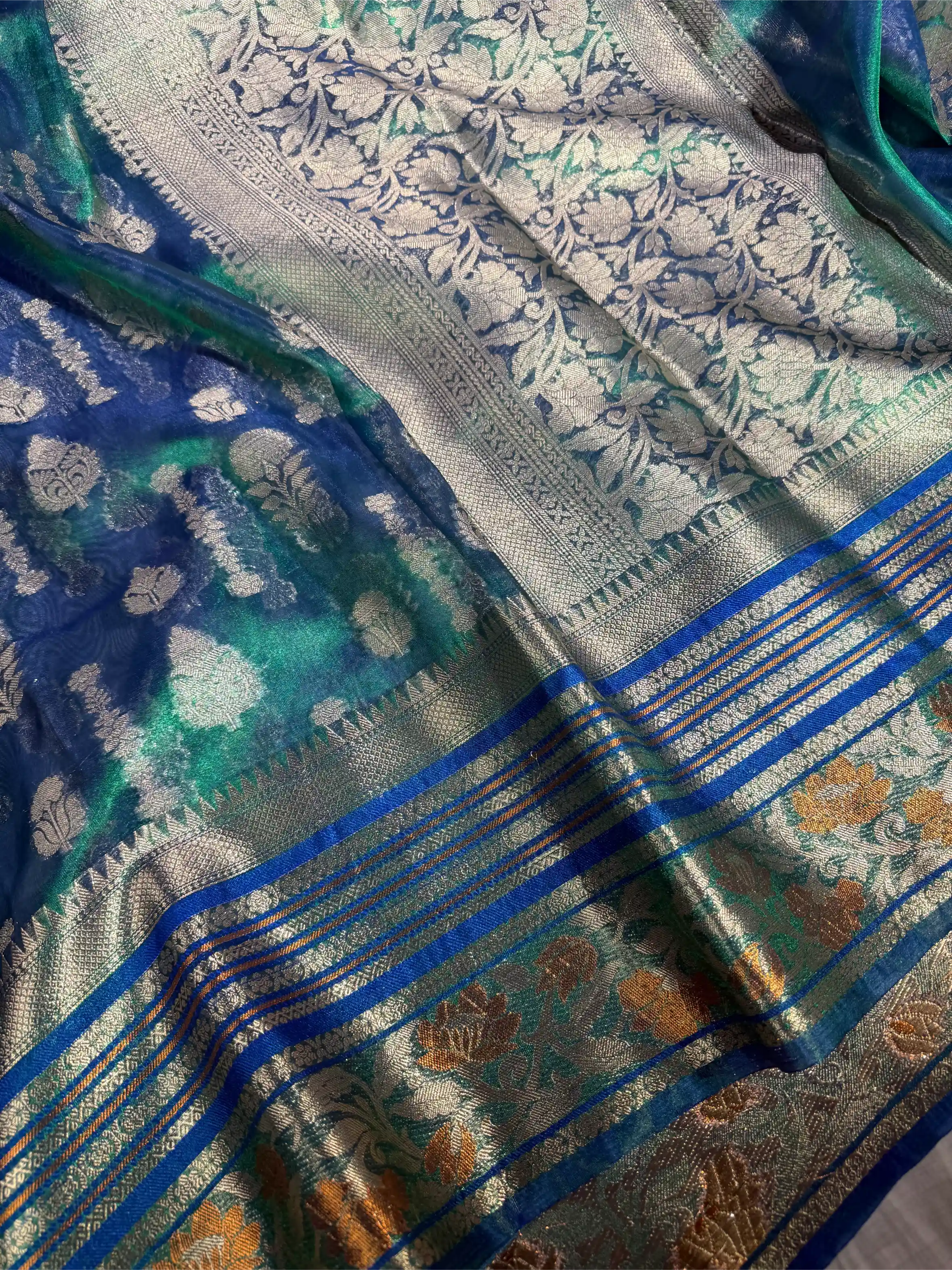 Rare Peacock Kora Tissue Silk Banarasi Saree