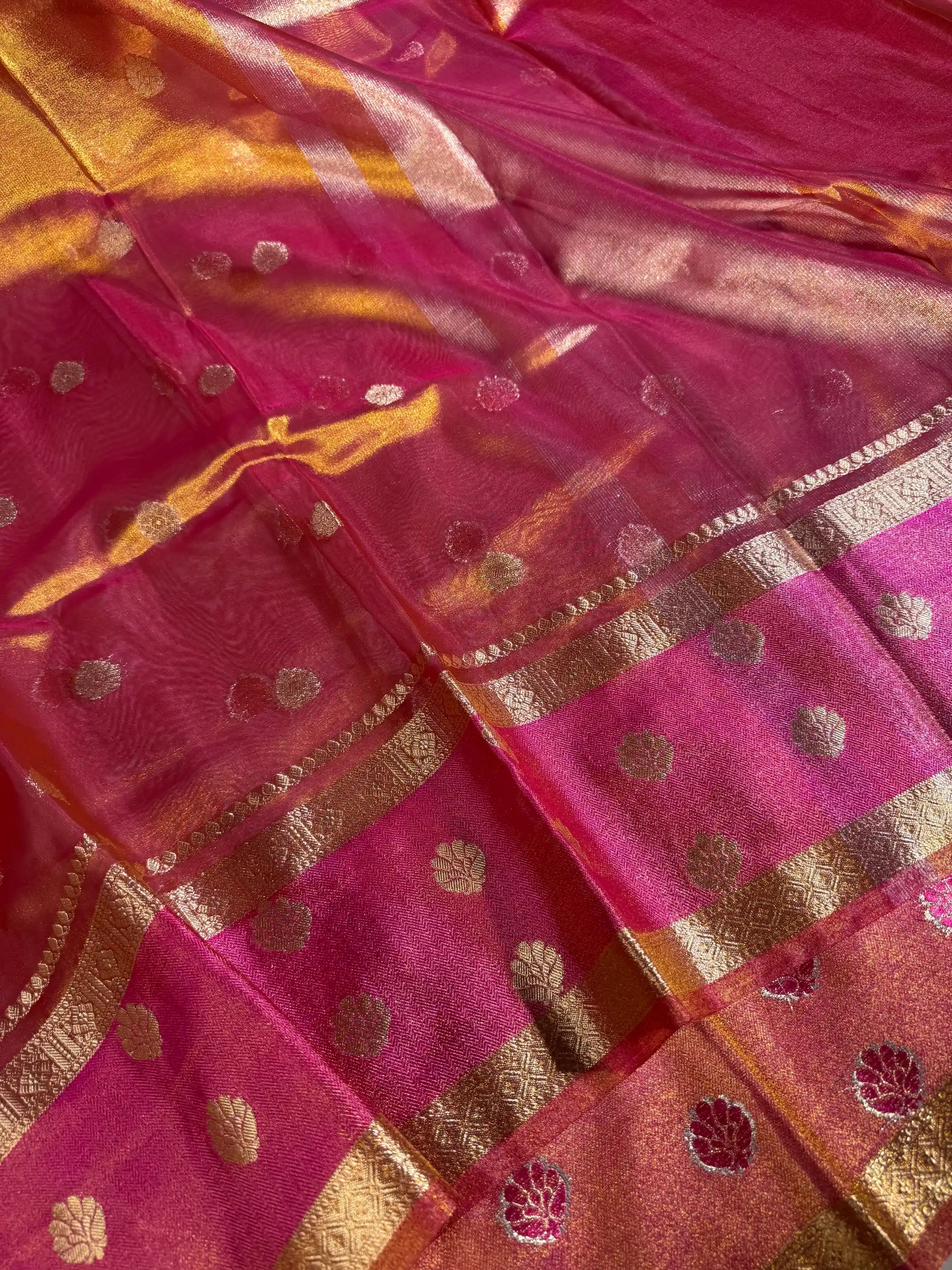 Rare Rusted Shade soft Tissue Silk Banarasi Saree