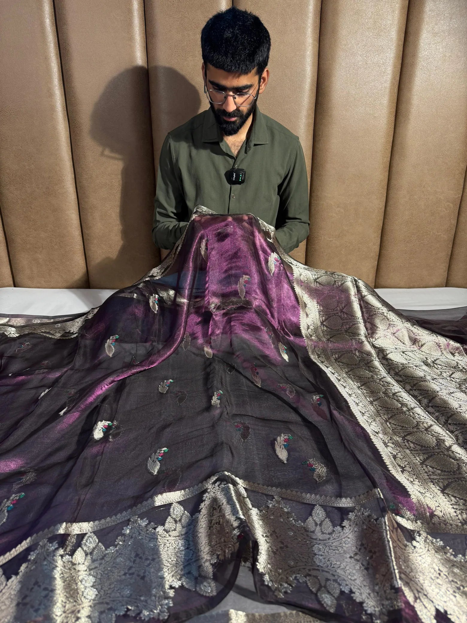 Rare Violet shade pure tissue silk Banarasi saree